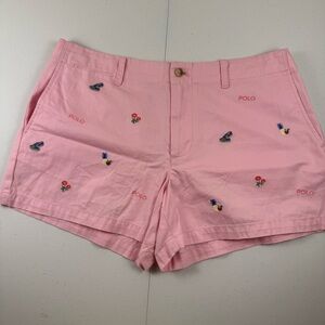 Polo by Ralph Lauren Embroidered Light Pink High-Waist Women's Shorts